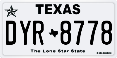TX license plate DYR8778