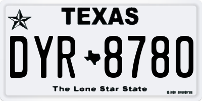 TX license plate DYR8780