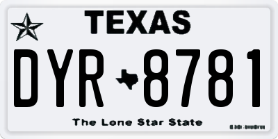 TX license plate DYR8781