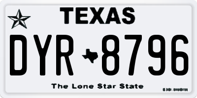 TX license plate DYR8796