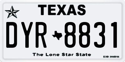 TX license plate DYR8831