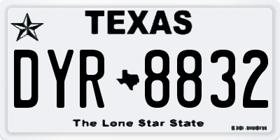 TX license plate DYR8832