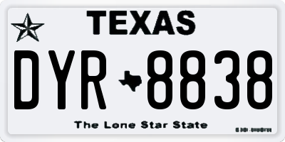 TX license plate DYR8838