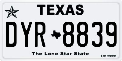 TX license plate DYR8839