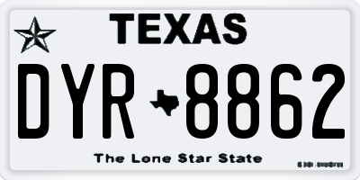 TX license plate DYR8862