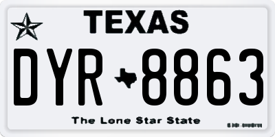 TX license plate DYR8863