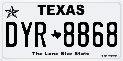 TX license plate DYR8868