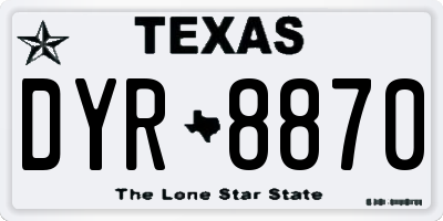 TX license plate DYR8870