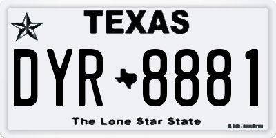 TX license plate DYR8881