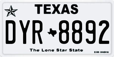 TX license plate DYR8892