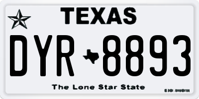 TX license plate DYR8893