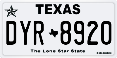 TX license plate DYR8920