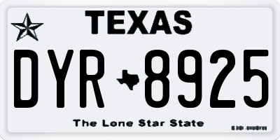 TX license plate DYR8925