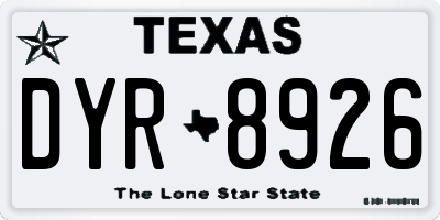 TX license plate DYR8926