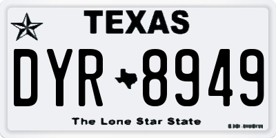 TX license plate DYR8949