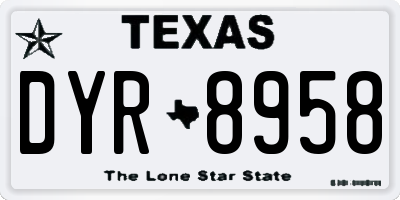 TX license plate DYR8958