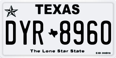 TX license plate DYR8960