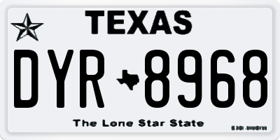TX license plate DYR8968