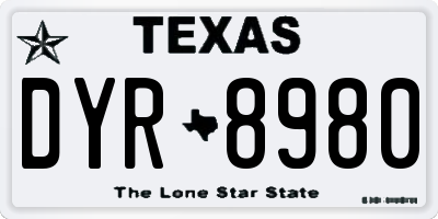 TX license plate DYR8980