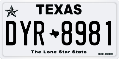 TX license plate DYR8981