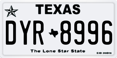 TX license plate DYR8996