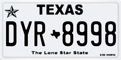 TX license plate DYR8998