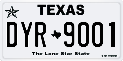 TX license plate DYR9001