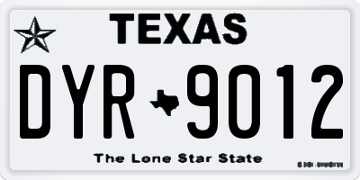TX license plate DYR9012