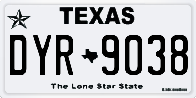 TX license plate DYR9038