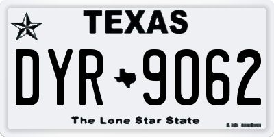 TX license plate DYR9062