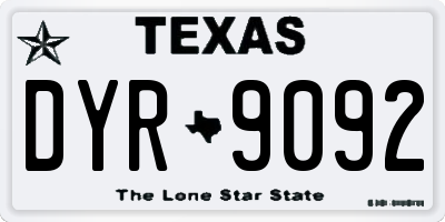 TX license plate DYR9092