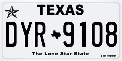 TX license plate DYR9108
