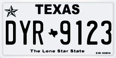 TX license plate DYR9123