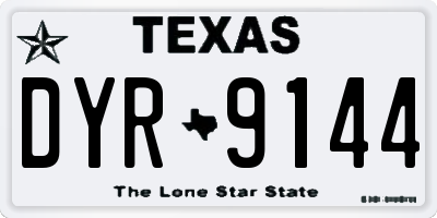 TX license plate DYR9144
