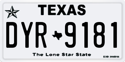 TX license plate DYR9181