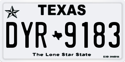 TX license plate DYR9183