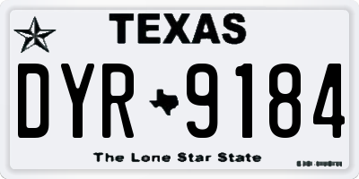 TX license plate DYR9184