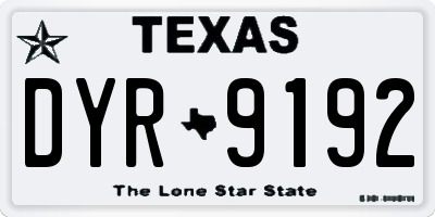 TX license plate DYR9192