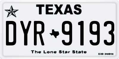 TX license plate DYR9193