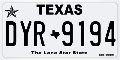 TX license plate DYR9194