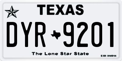 TX license plate DYR9201