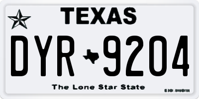 TX license plate DYR9204
