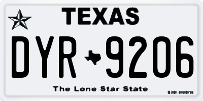 TX license plate DYR9206