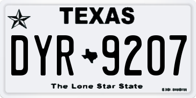 TX license plate DYR9207