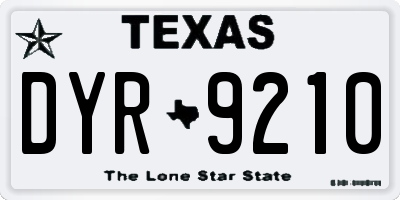 TX license plate DYR9210