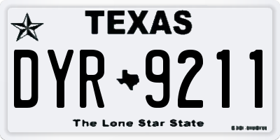 TX license plate DYR9211
