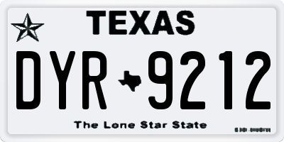 TX license plate DYR9212
