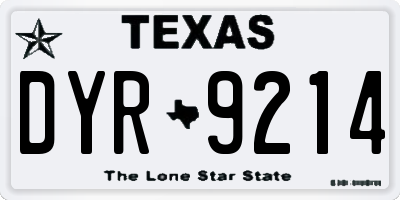 TX license plate DYR9214