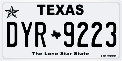 TX license plate DYR9223