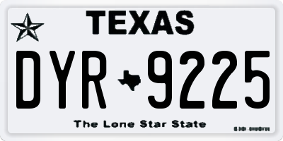 TX license plate DYR9225